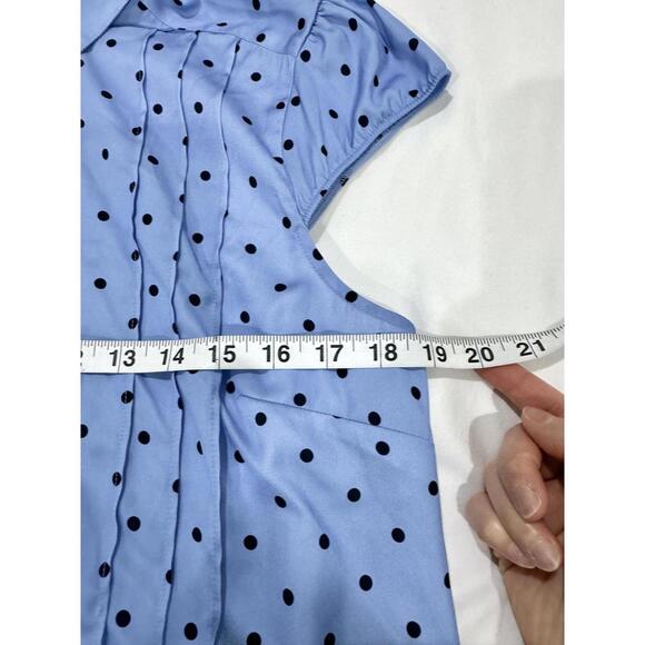 NWT Anthropologie Maeve Blue Polka Dot Cap-Sleeve Button Front Romper Siz Medium - Picture 7 of 9